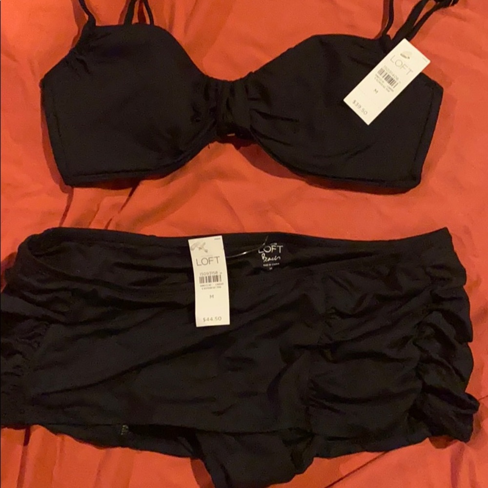 Black 2 piece Ann Taylor Loft Beach Swim Suit sz M